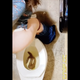 A hidden ceiling cam looks straight down into public restroom stalls as several different women pull down their pants and shit. Multiple scenes. Brown water and poop are seen in the bowl in later scenes. Vertical format video. Over 10 minutes.
